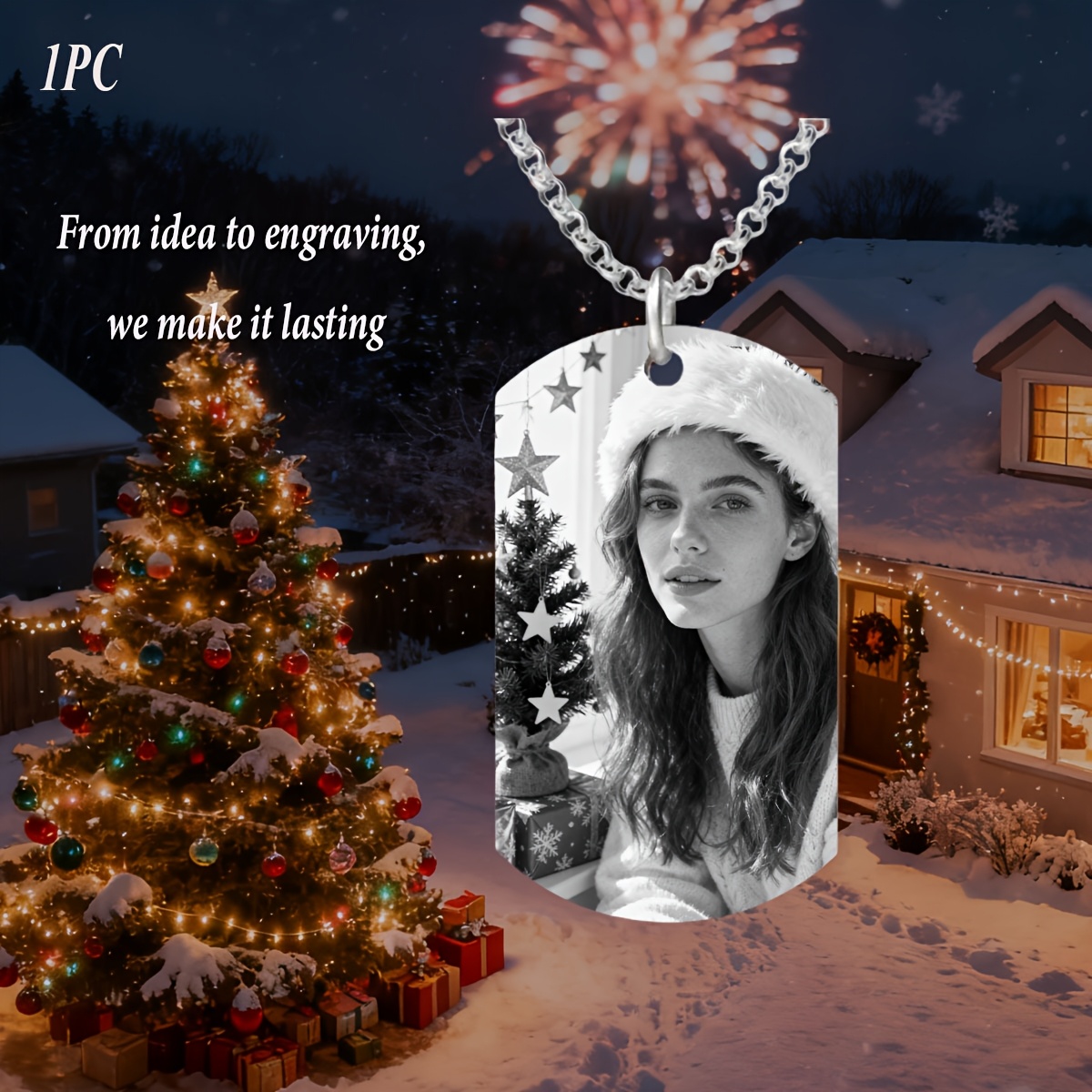 Custom Photo Necklace — Starlight Dog Tag Pendant