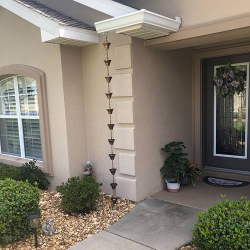 8 5 shaped rain chain with 12 cups metal bronze rain chain for drainage ditches suitable for outdoor decoration in yards lawns and gardens and durable