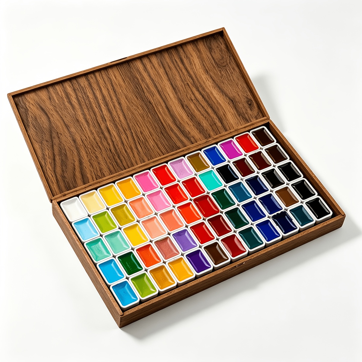 TEMU Professionele 60-kleuren aquarel palet houten koffer stevige verfset met rijke pigmenten voor kunstenaars schetsen schilderen knutselen