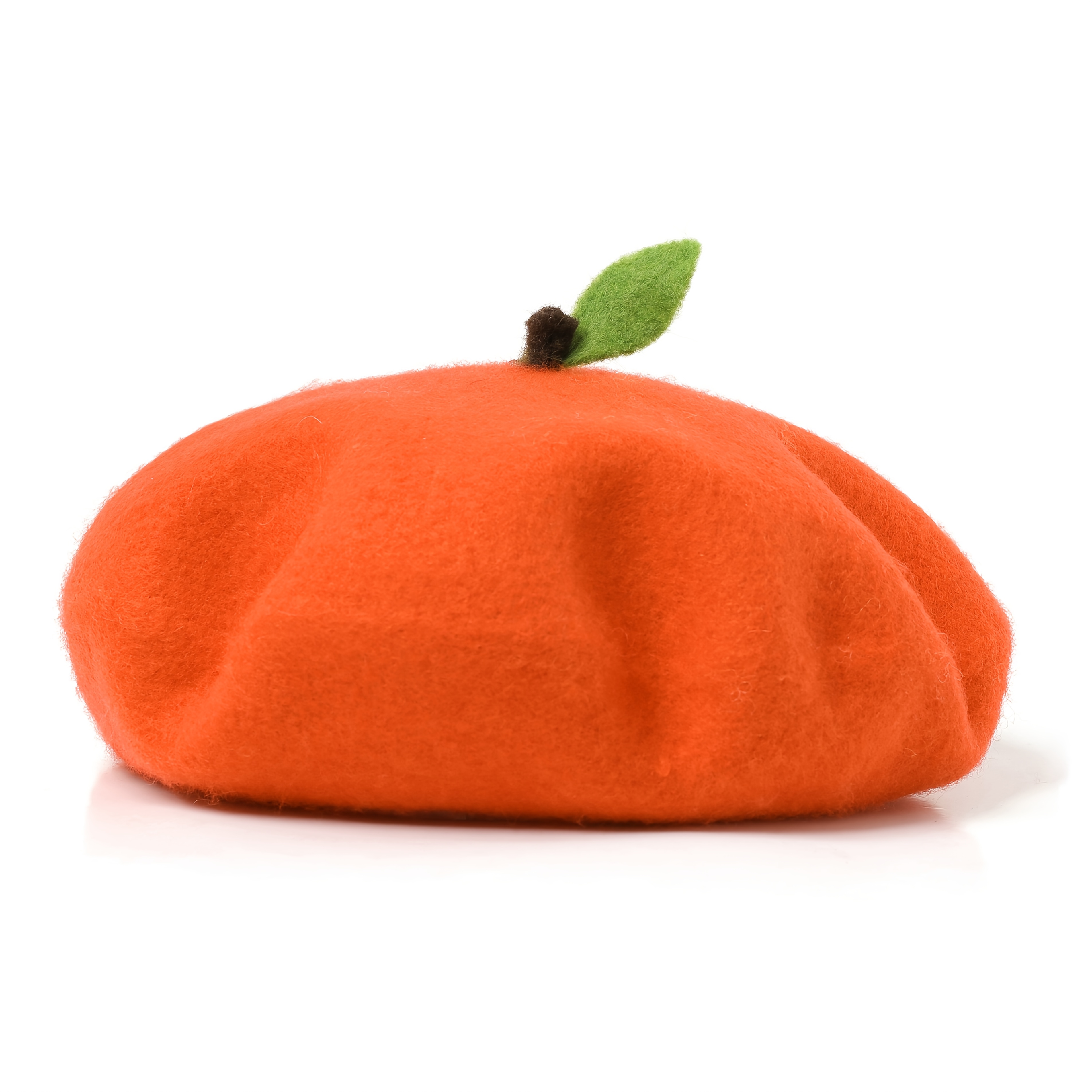Image of 1pc Orange Autumn/ Women's Beret - Newsboy Cap With Small Leaf Design On Top, Perfect For Matching , Daily Work Outfits, Halloween, Christmas And New Year Gatherings