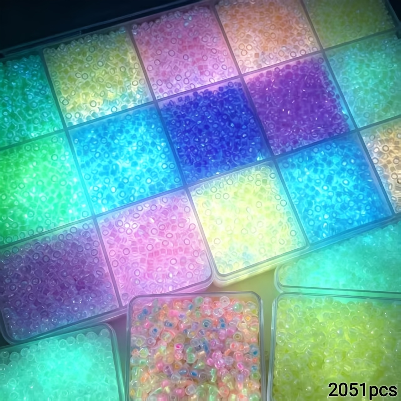 TEMU 2051pcs 2.5mm Glass Luminous Beads, Transparent Luminous Seed Beads, Diy Handmade Beaded Bracelet Necklace Jewelry Making Supplies, Beaded