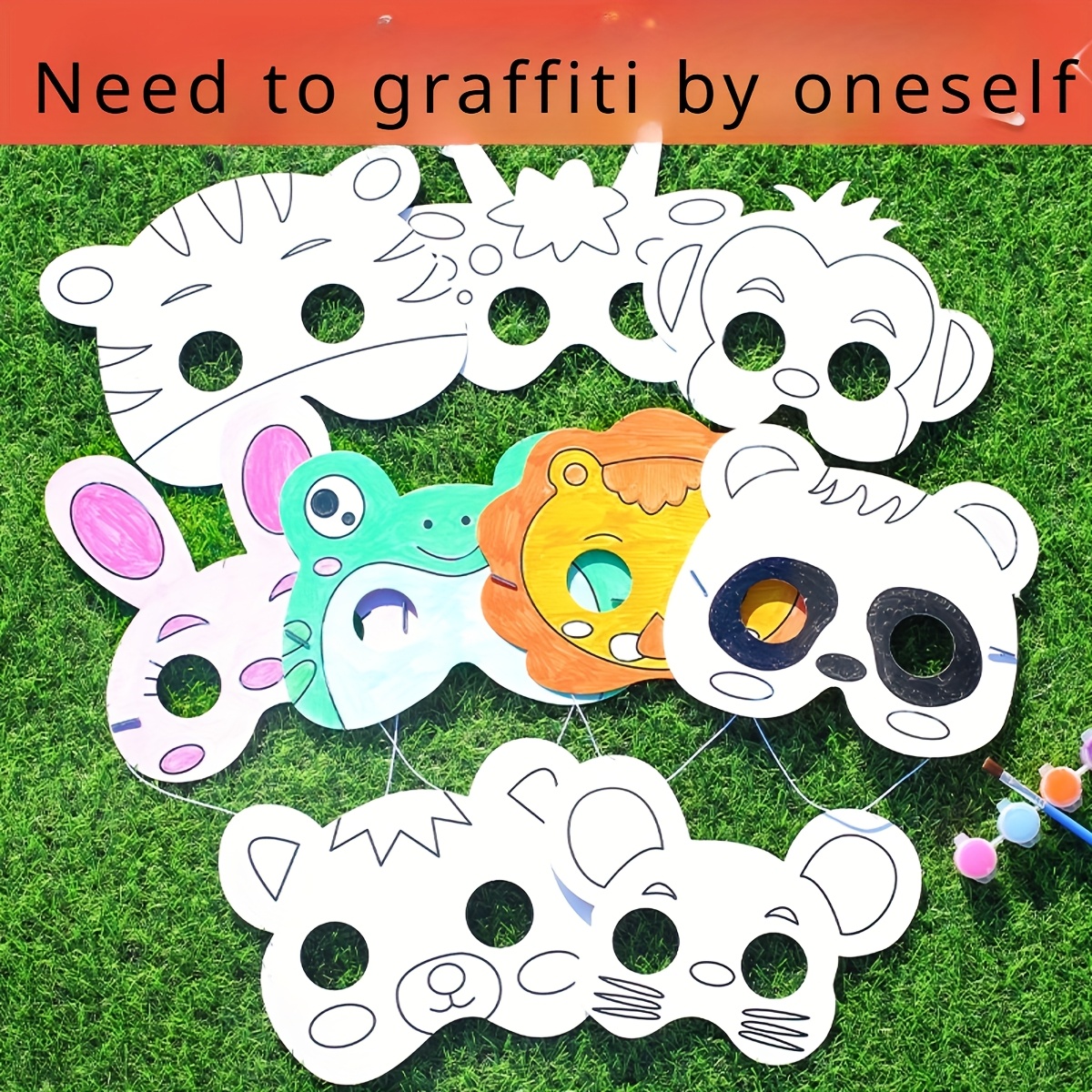 

30pcs Diy Creative Painting Coloring Cartoon Masks, Easter, Day Gifts, Party Gifts, Animal Masks