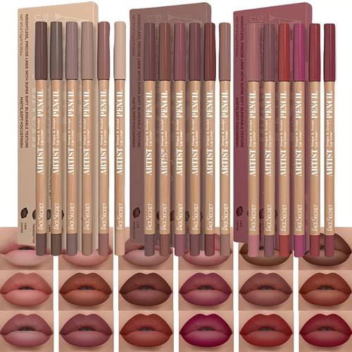6pcs matte nude lip liner set oak brown pink lip liners smooth and high pigmented lip makeup pencil