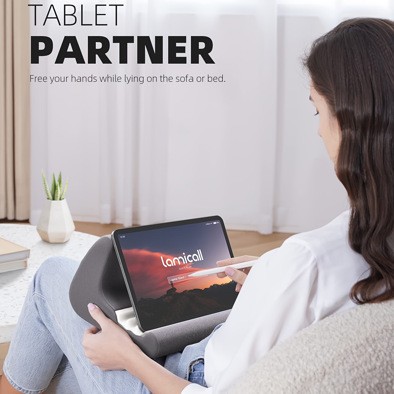 1pc tablet stand cushion holder bed tablet   with stylus holder and pocket notebook stand details 0