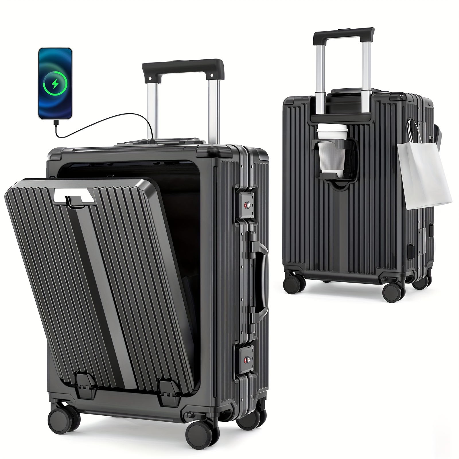 lightweight carry on luggage 100 pc hard shell suitcase bounce wide handle pull rod luggage with 360 double wheels tsa approved combination lock
