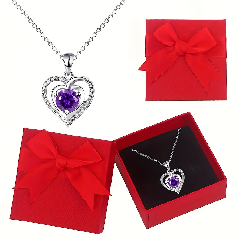 Boho Copper Heart Pendant Necklace with Zirconia Inlay