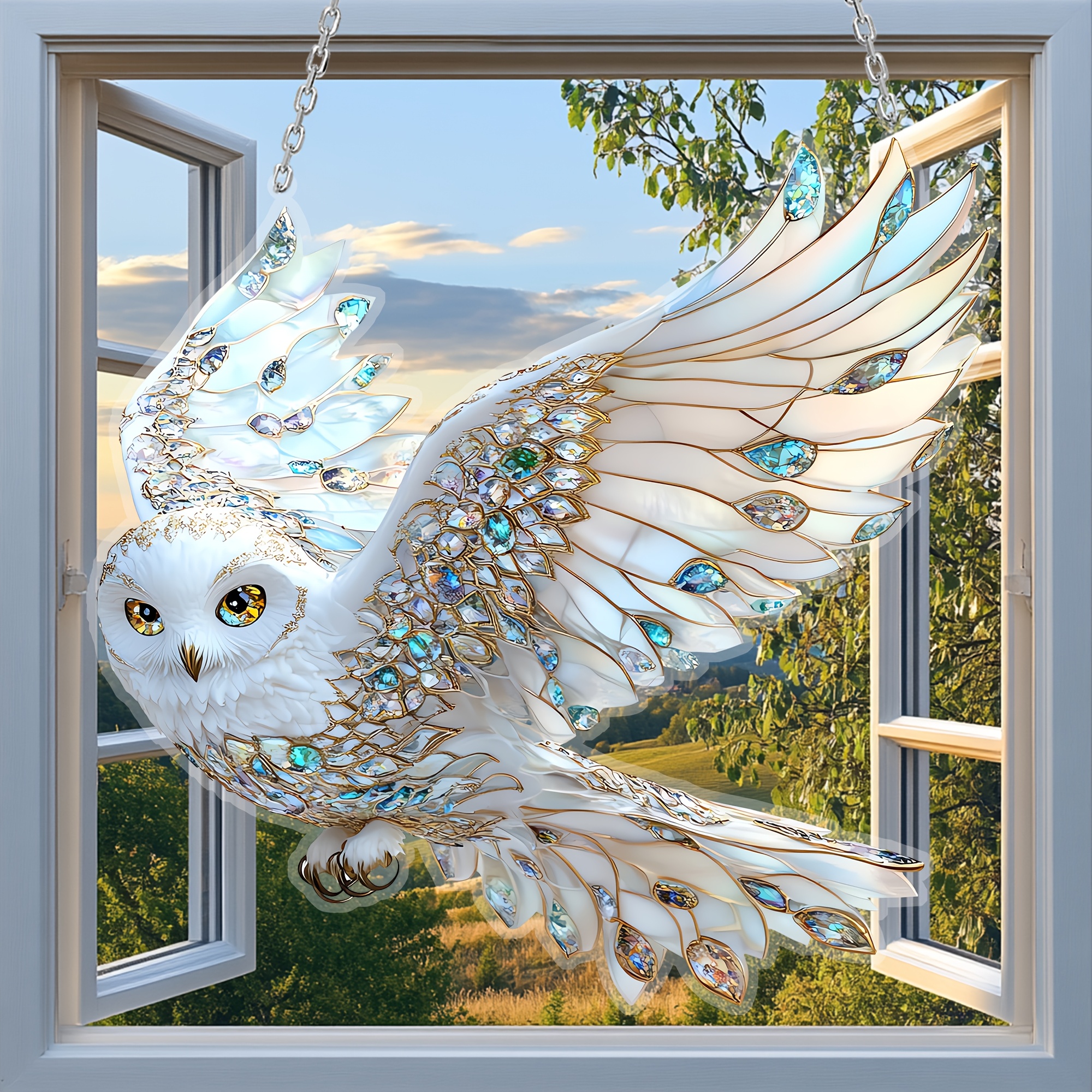 

Valentine's Day Acrylic Garden Suncatcher Owl Decor, Animal Themed 2d Glass Window Hanging, Waterproof & Resistant, Decoration For Home, Garden, Patio, Wall, Bedroom, With Elegant Gift