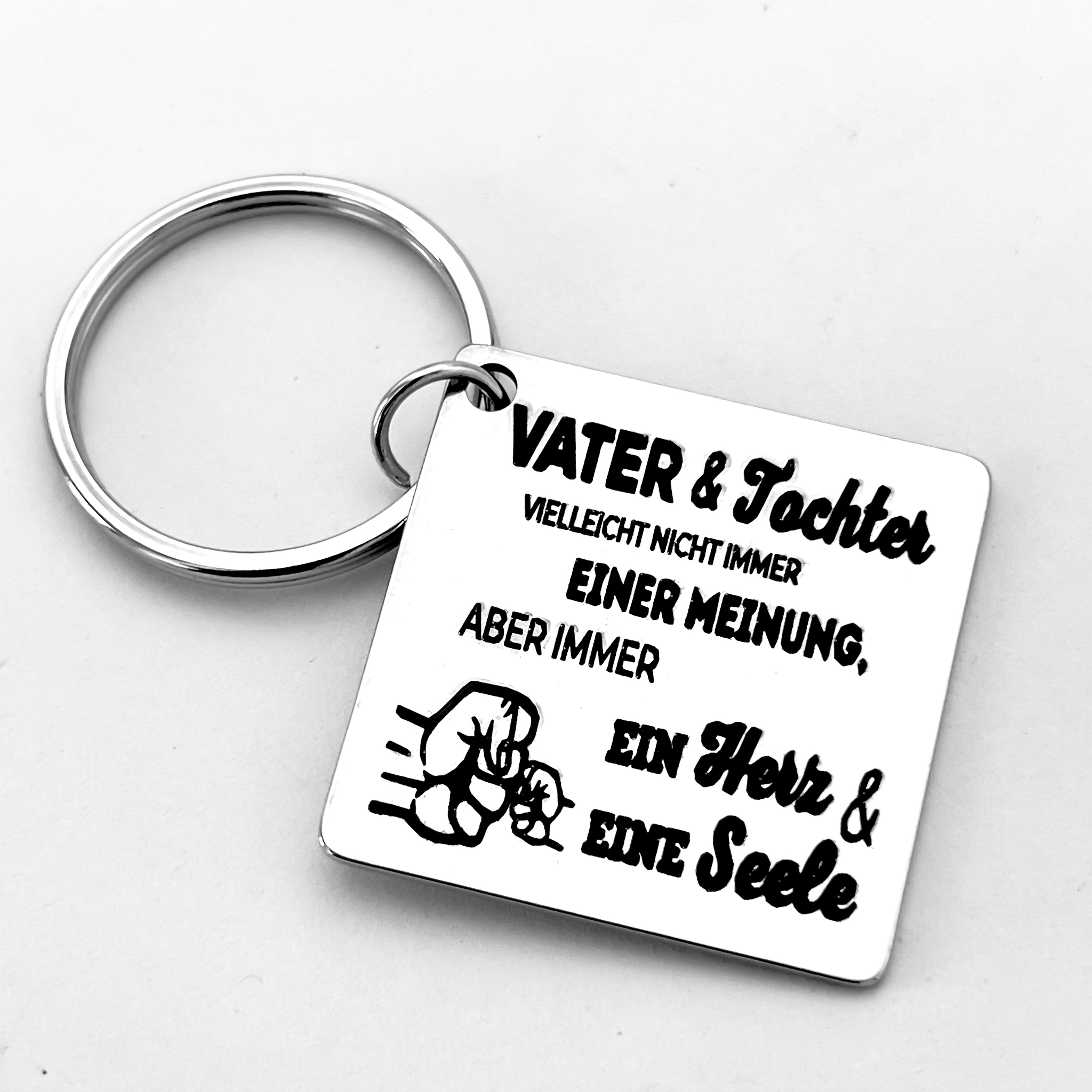 Image of A German Quote 'father And Daughter', Stainless Steel Keychain, Perfect As A Birthday Or Holiday Gift For Fathers Or Men, Ideal For Father's Day