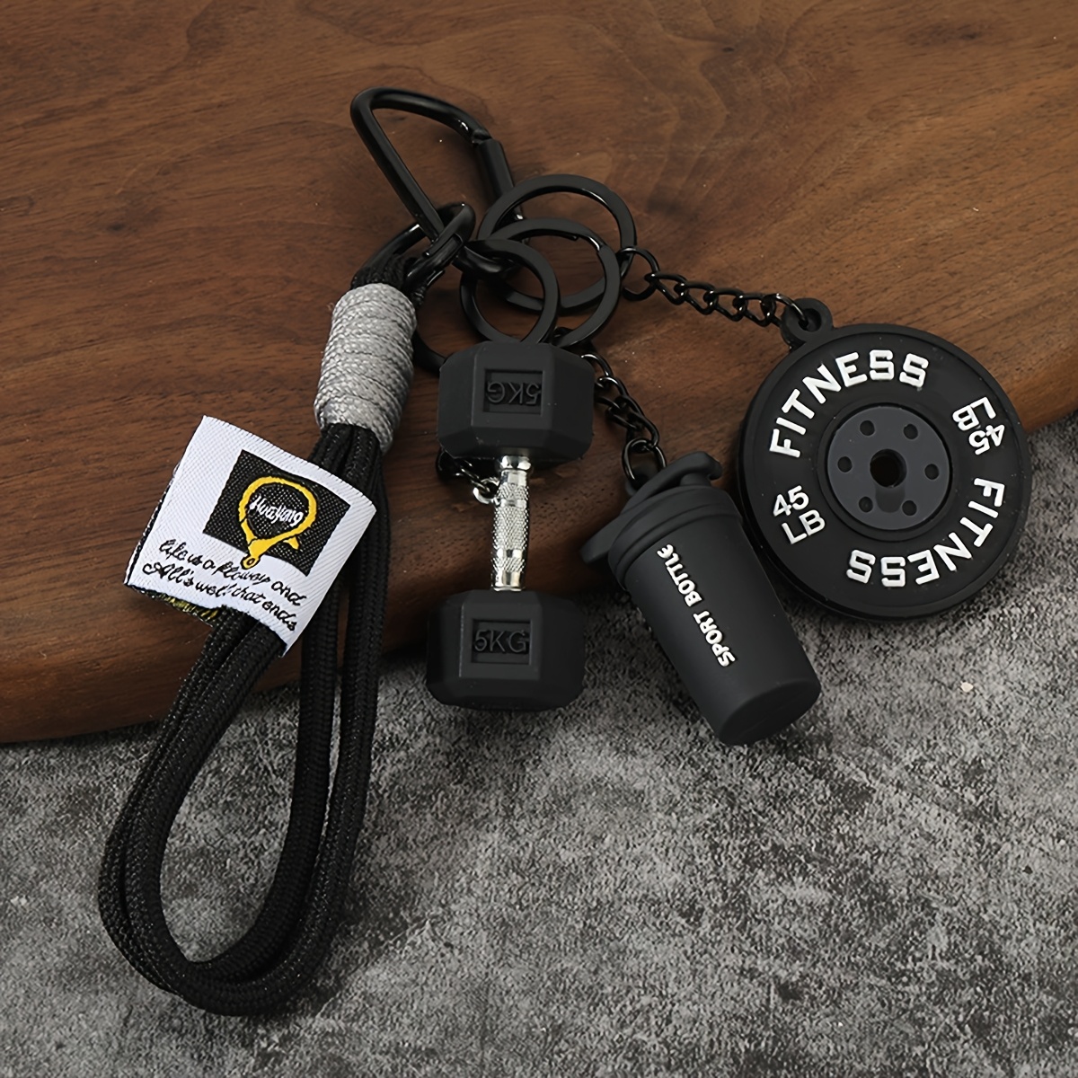 TEMU 1 Set Of Sports-style Barbell And Dumbbell Keychain. Handcrafted Fitness Keychain Set, A Fashionable And Kettlebell Backpack Charm That Includes