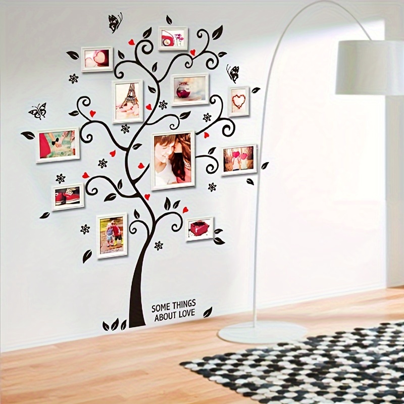 

1sheet Happiness Photo Frame Tree Photo Frame Matching Style Bedroom Living Room Wedding Room Removable Romantic Wall Sticker