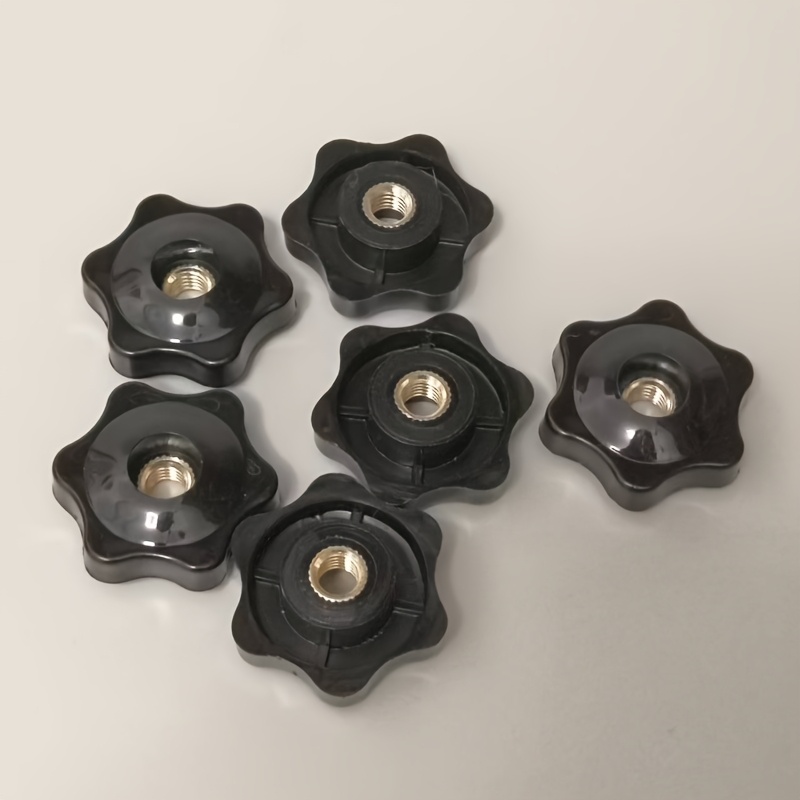 TEMU 6pcs M6 Plum Hand Tighten Nuts Handle Thread Mechanical Black Thumb Nuts Clamping Knob Manual Nuts