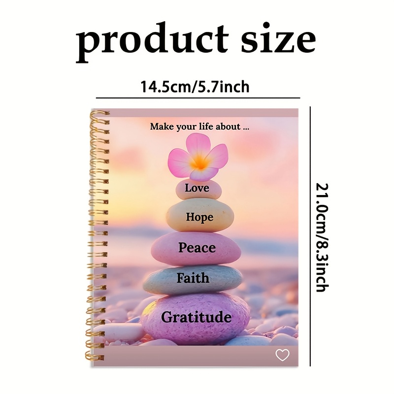TEMU Carnet Inspirant A5 avec Motif Floral et , 14,5x21 cm, 50 Feuilles (100 Pages), Reliure Spirale Dorée à 24 Trous, Journal de Bureau et Étude,