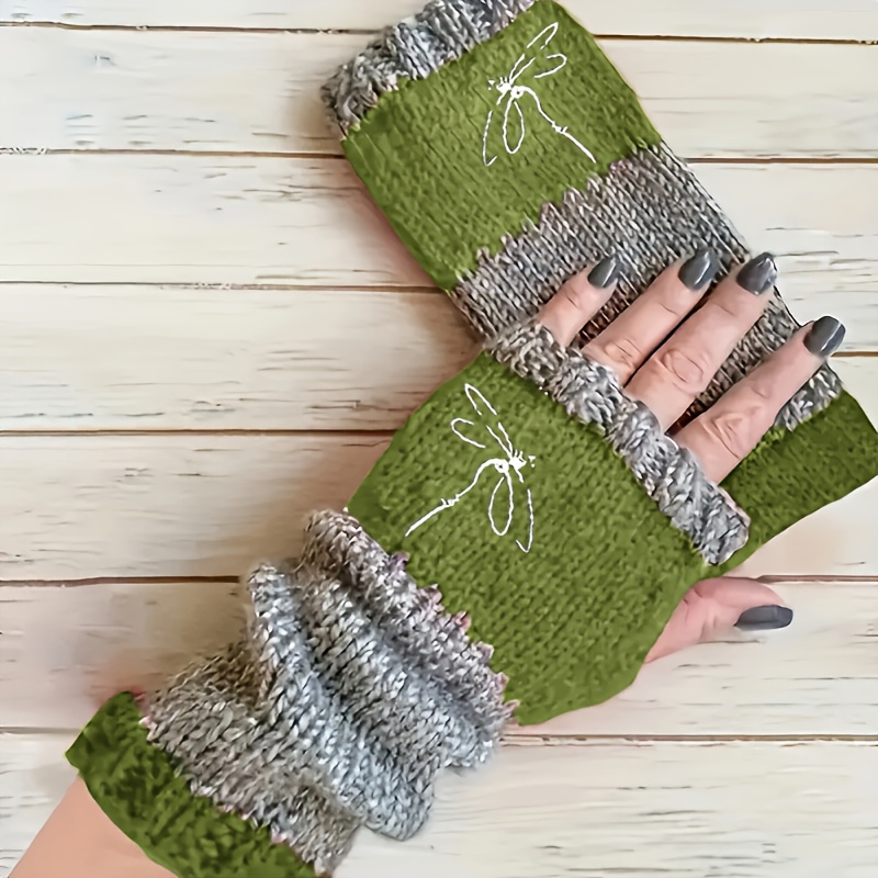 Dragonfly Embroidered Mittens - Soft, Warm, Elastic, And Gloves With Exquisite For Outdoor Activities - Perfect For Days