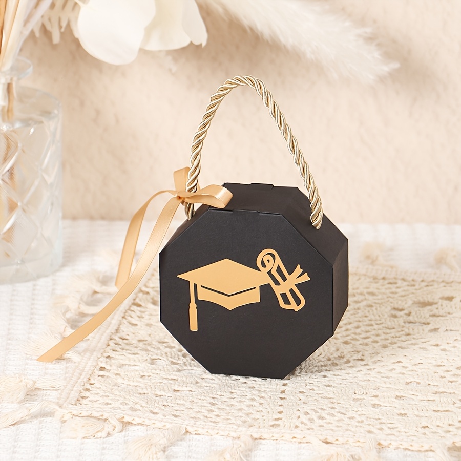 TEMU Cadeau pour elle/lui 10pcs Boîtes à bonbons Chapeau de Certificat de diplôme, Sac d'emballage de chocolat pour fête de remise des diplômes,