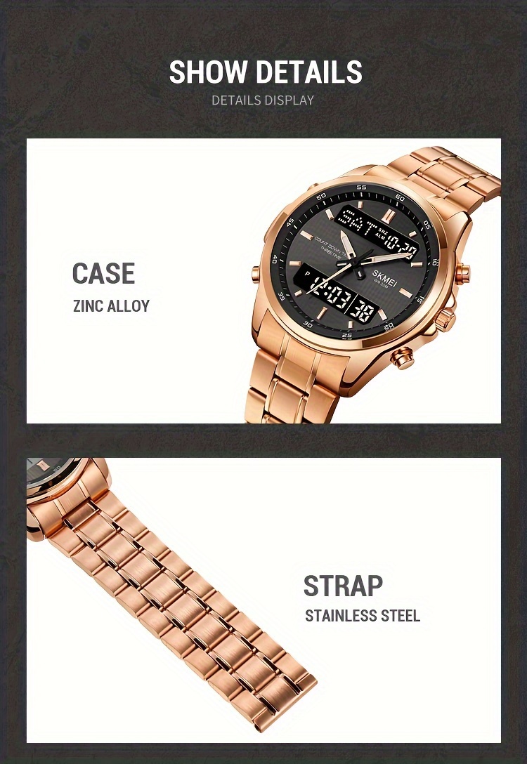   mens fashion multifunctional double display chronograph sports luminous alarm youth electronic watch   for gifts details 14