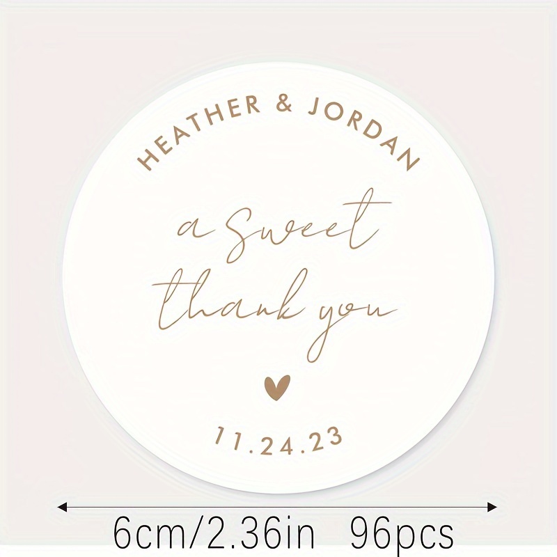 TEMU Custom Waterproof Wedding Stickers - Round Circle Thank You Labels For Bridal Shower Favors & Gifts, Personalized, Party Favors