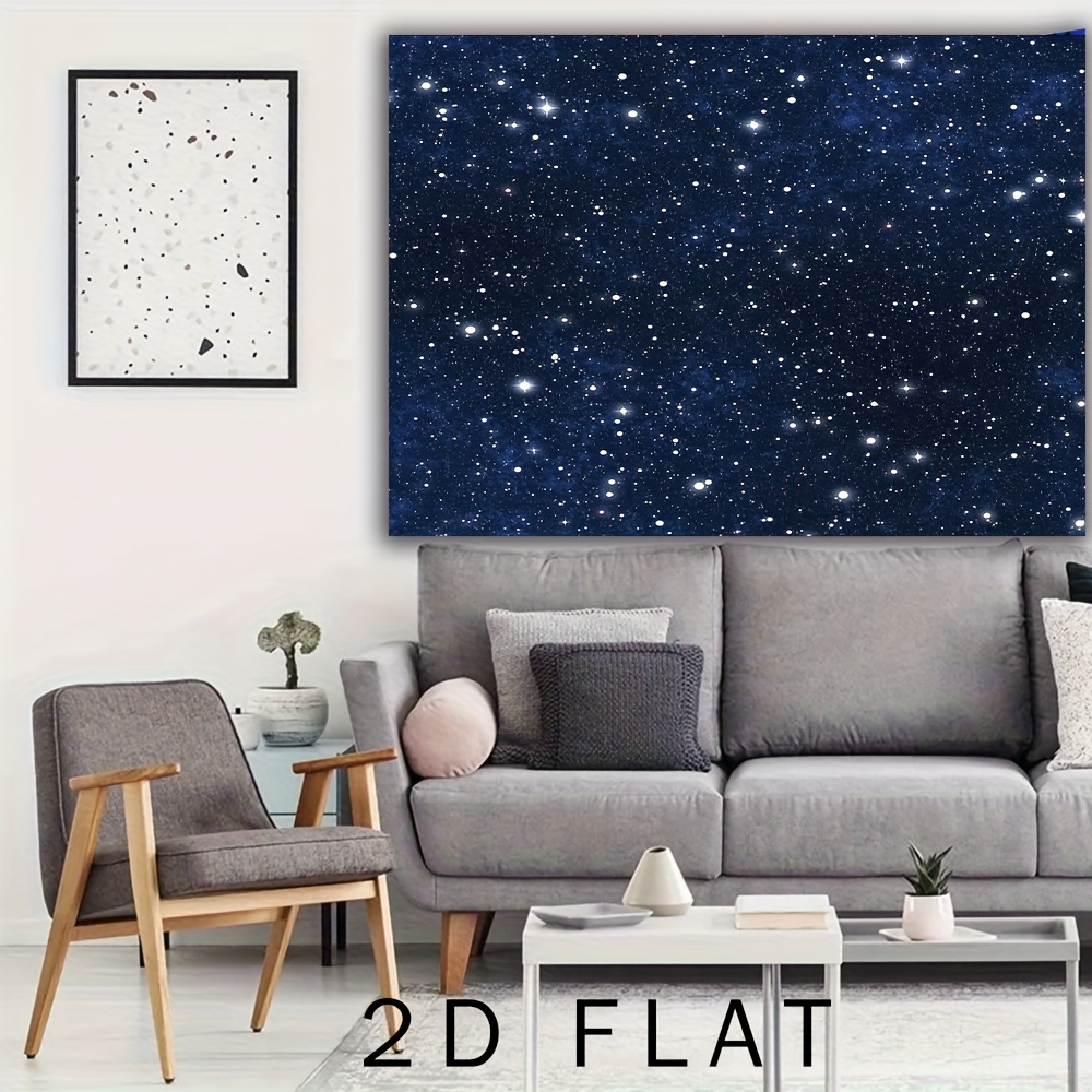 Galaxy Space Tapestry Dark Blue Starry Night Sky Wall Hanging_voghion.com