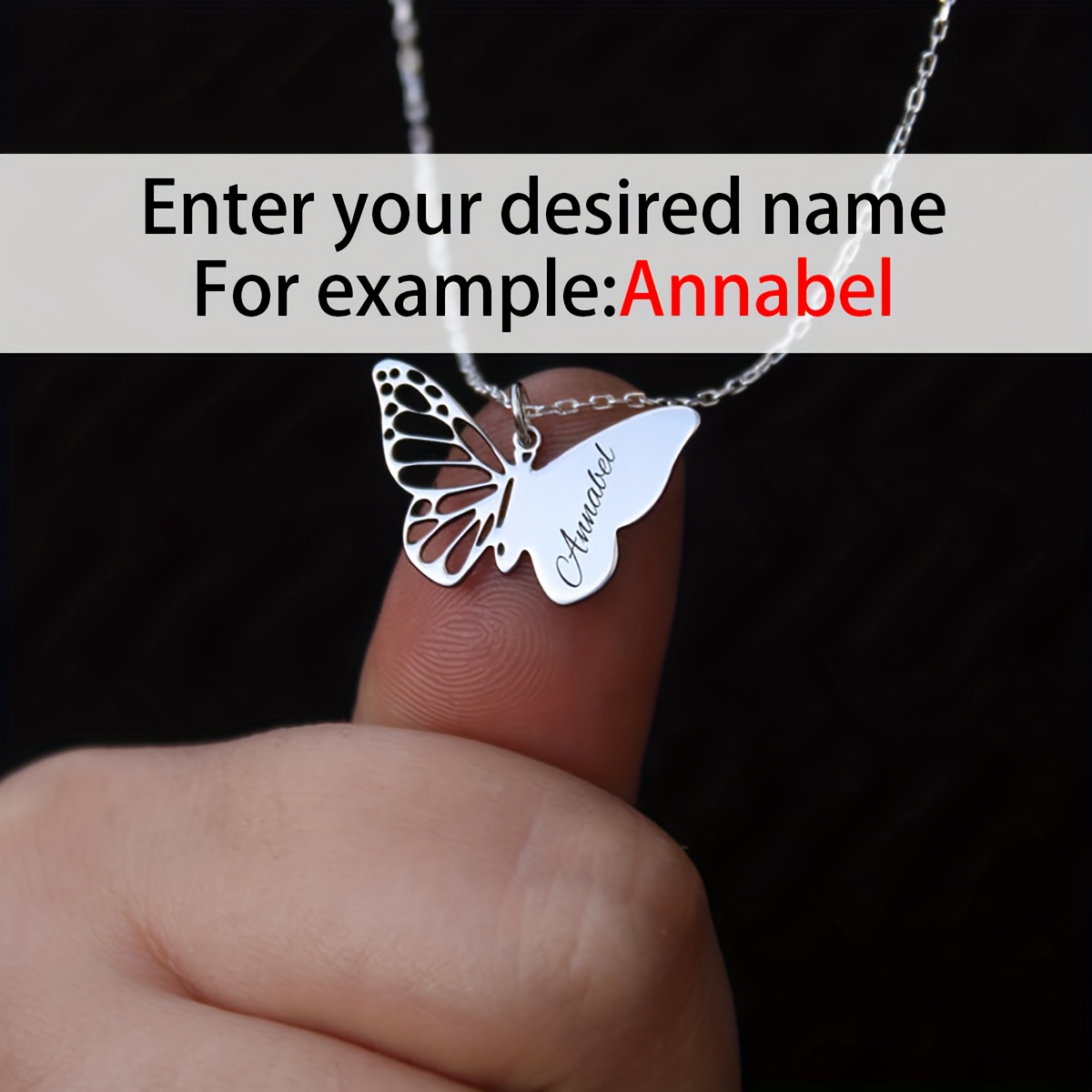 E-shop Personalisiertes Schmetterlings-Namenskette – 304L Edelstahl – 18k vergoldete exquisite Schmetterlingskette – Muttertags-/Weihnachtsgeschenk für