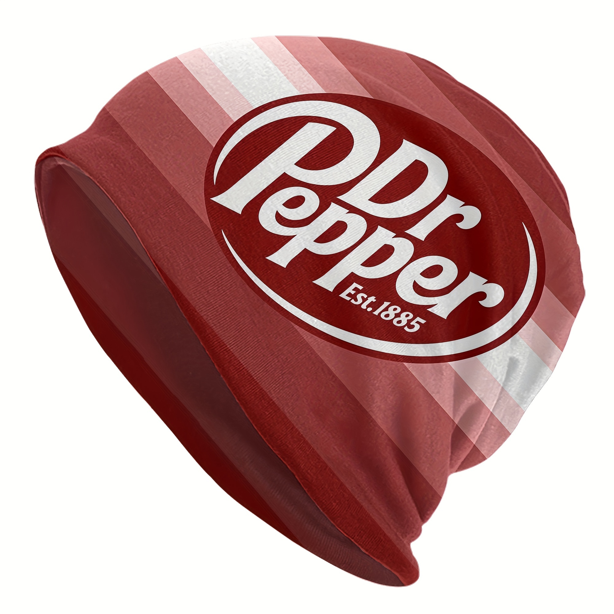 

Dr Pepper Graphic Beanie Hat For Men, Funky Knitted Cap With Polyester & Elastane Blend, Comfort Stretch Fit, Casual Headwear