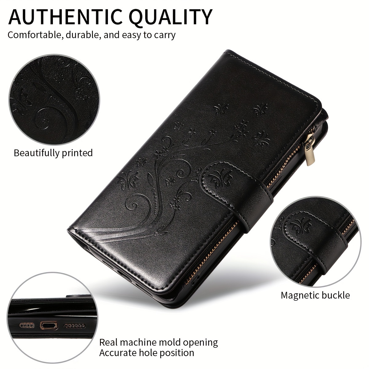 TEMU Phone Case - For Iphone 17 Pro Max/17 E/17 Pro/air/17 16 Pro Max/15 Pro/13 Phone Case Flip Cover Card Slot Multifunctional Protector Embossed