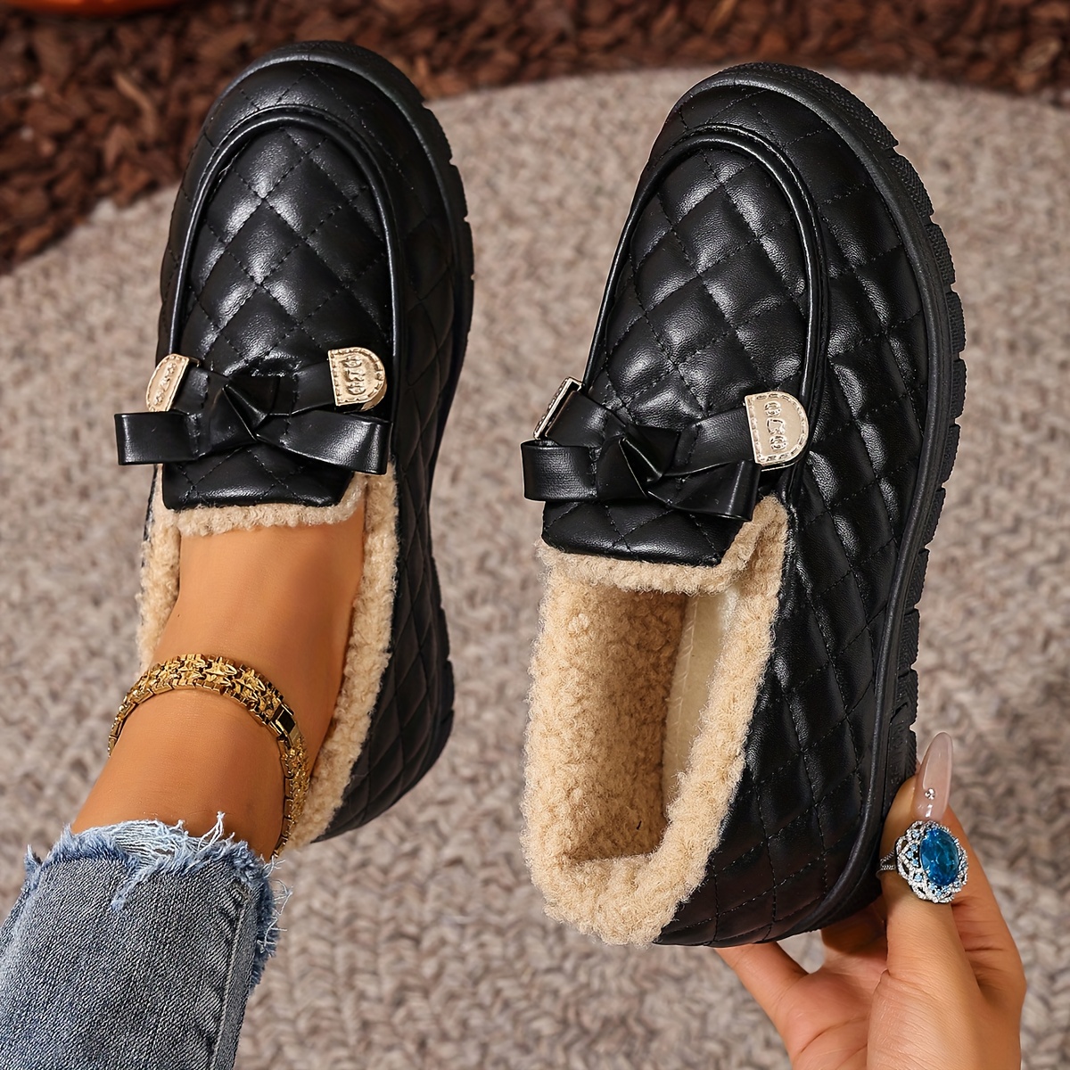 Image of Women's Winter Thickened Loafers, Warm Short Boots, Fashionable, Anti-slip, Versatile Outdoor Women's Boots (random Style), Women Shoes