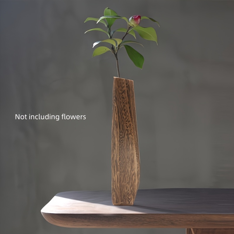 1pc Wood Long Vase Vase Morandi Wooden Vase