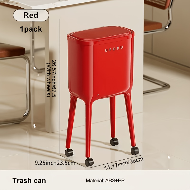 TEMU Cestino per l'immondizia da cucina con ruote e gambe alte, per soggiorno e camera da letto, per un tocco . Grande capacit� da spostare.