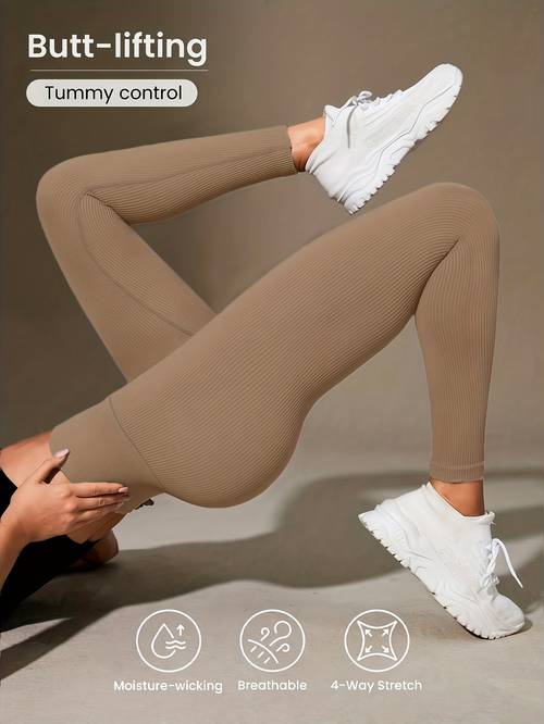womens high waisted tummy control leggings high stretch ribbed moisture wicking comfortable and stylish versatile for multiple occasions