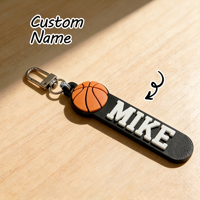 TEMU [customized] 1pc Personalized Letter Basketball Keychain, Customized Player Name Keychain, Basketball Team Keychain, Sports Event Gift, Backpack