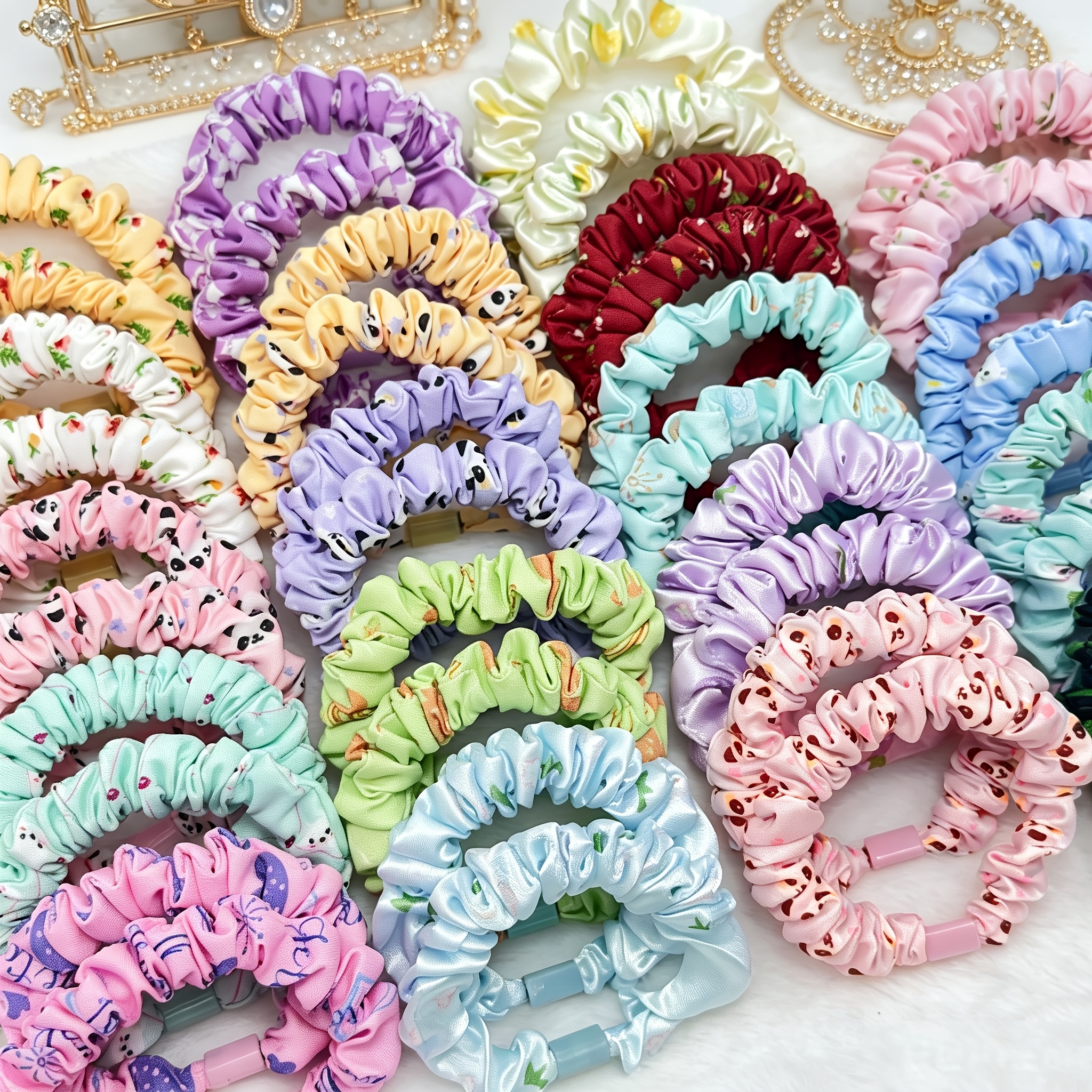30pcs Random Colour Floral Hair Ties Assortment Set