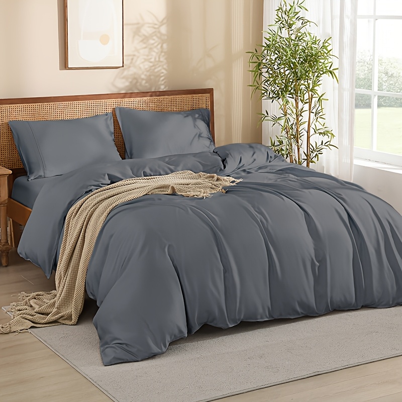3pcs 300  bamboo fiber duvet cover set   wicking and breathable   smooth and   tear resistant and machine washable thermal regulating for hot sleepers excludes comforter and pillow inserts