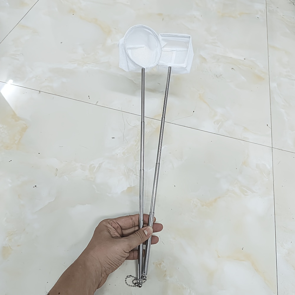2pcs Telescopic Aquarium Net - 3d Non-collapsing Fine Mesh Bag | For Betta Fish/ornamental Shrimp | Square And Round Set | Adjustable Long Handle Aquarium Cleaning Tool