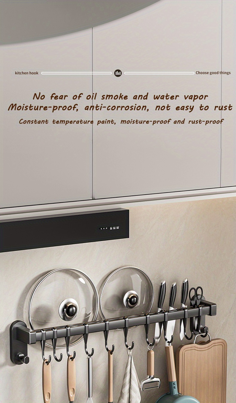 1pc Estante de Almacenamiento Multifuncional para Cocina - Organizador Montado en la Pared de Plástico Duradero con Adhesivo sin Clavos y Tornillos Perforados, Diseño Elevado Ampliado para Utensilios, Cuchillos, Condimentos, Palillos, Trapos - Ahorro de Espacio en la Organización de la Cocina, Aspecto Moderno y Elegante | Construcción Robusta, Organizadores y Almacenamiento de Cocina
