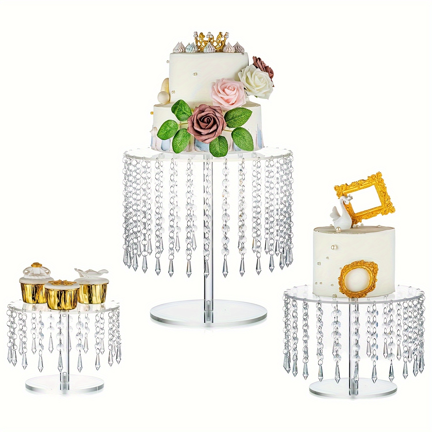 TEMU Acrylic Stand, Clear Wedding Cupcake Holder, Dessert Pedestal Display For Birthday Party And Christmas Decorations, Buffet Risers, 1pc/3pcs, Wedding Display