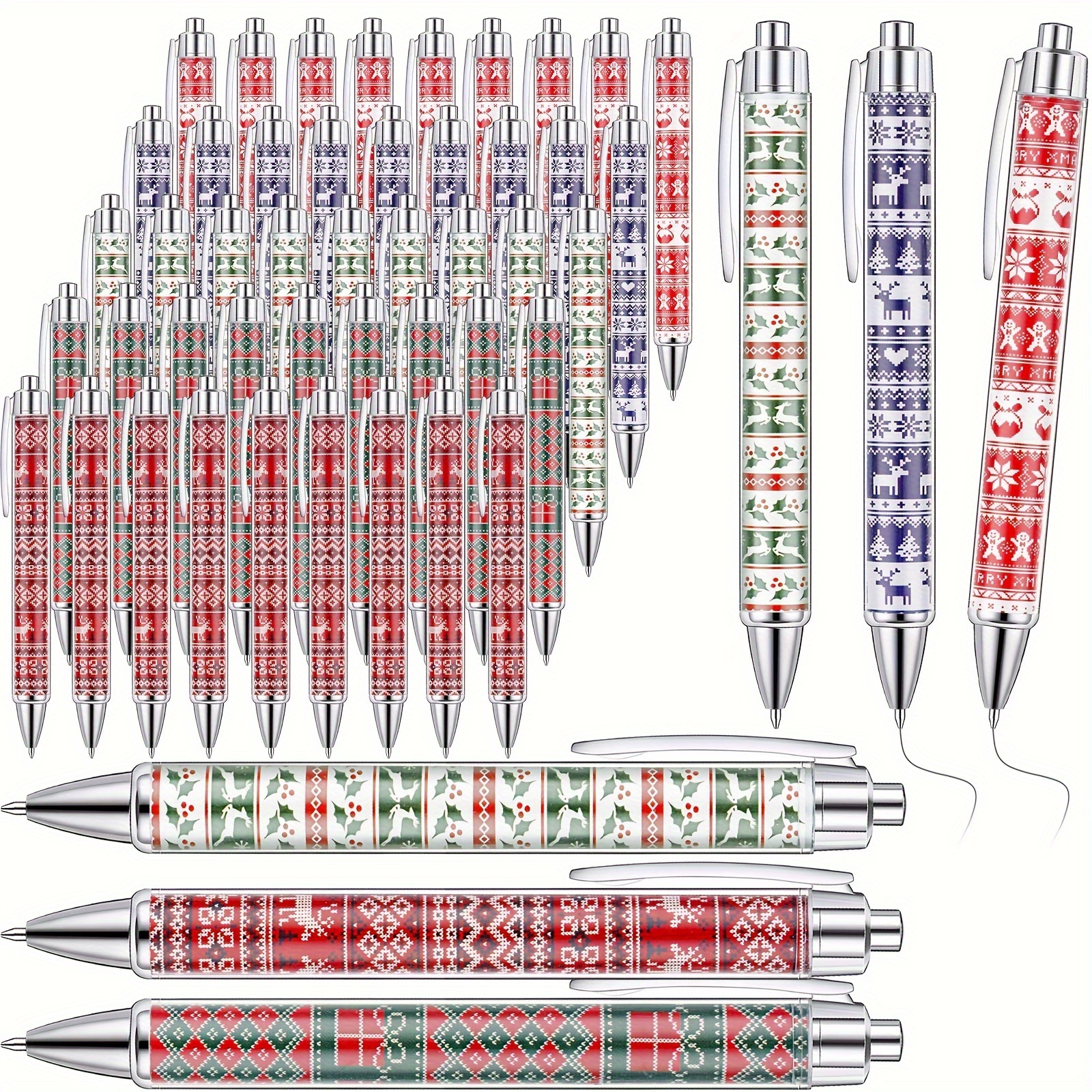 

200 Pcs Christmas Pens Bulk Xmas Ink Pens Pens Bulk Christmas Ballpoint Pens Xmas Theme Pens Rollerball Pens 0.7mm Black Ink For School Office Home Xmas Gift (sweater Style)