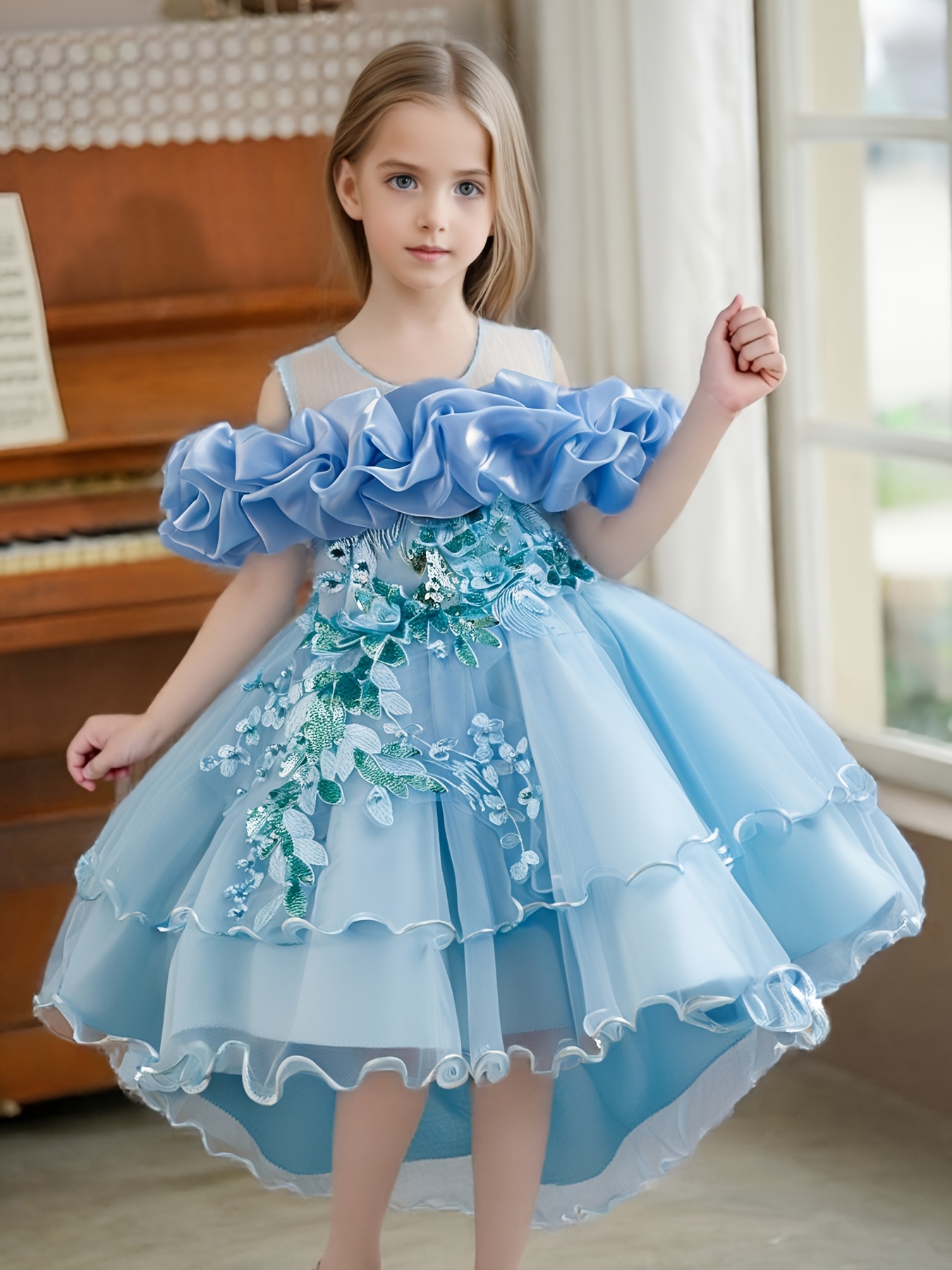 athleta dress blue V-Neck A-Line Princess Short Sleeve Dress with Pleats Ruffles & Appliques for Mother of the Bride & Groom