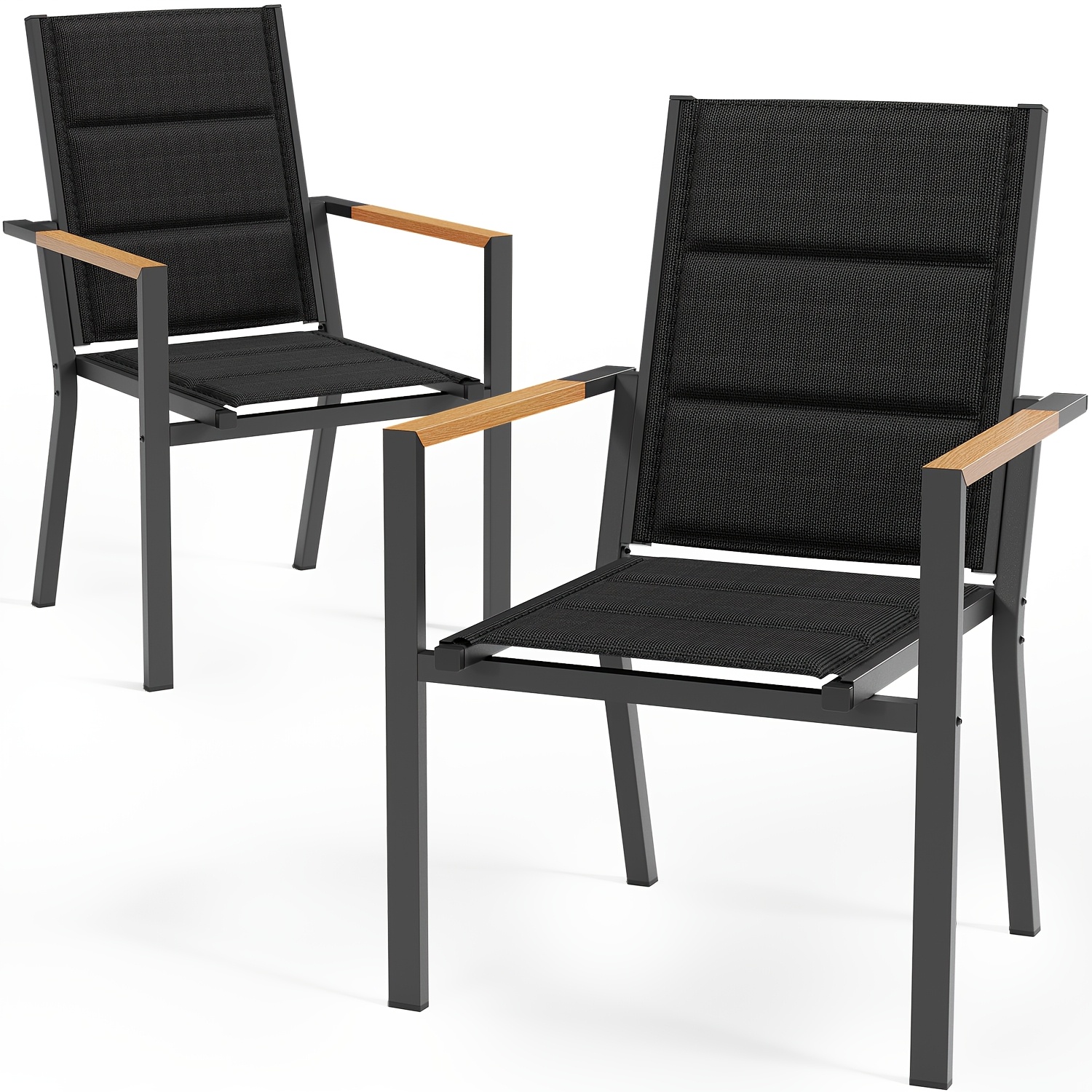 Image of 2pcs Outdoor Folding Chairs, Aluminum Garden Lounger, Foldable Camping Chair, Balcony Chair