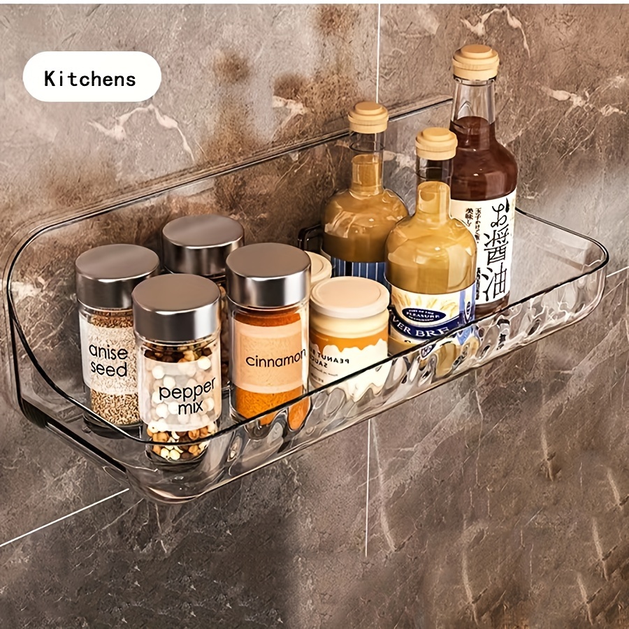     clear shower caddy no drill wall mount organizer for bathroom kitchen storage   plastic details 4