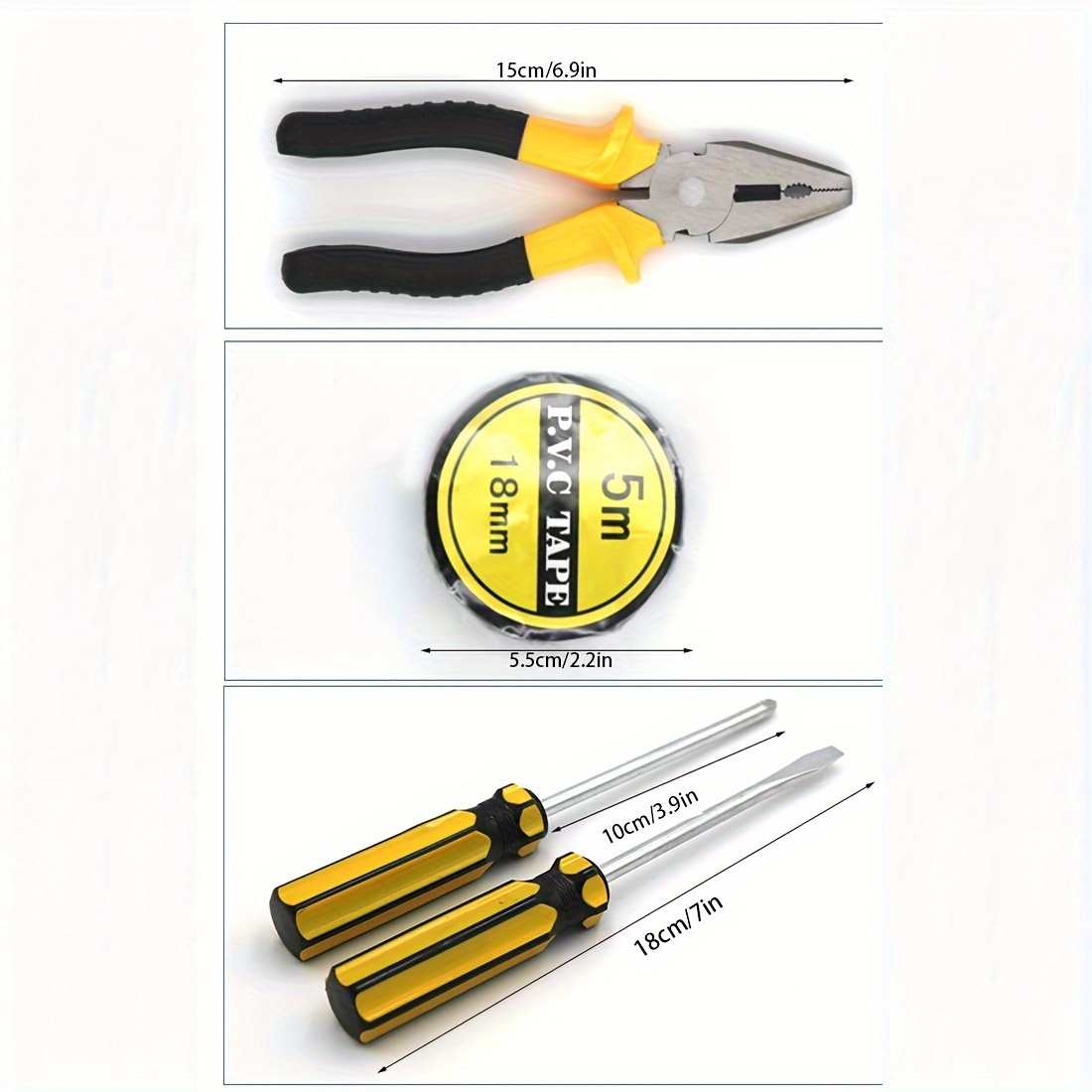 9pcs durable metal household tool set non electric hand tools in carrying case with hammer pliers screwdrivers measuring tape for diy projects and   Product details 1