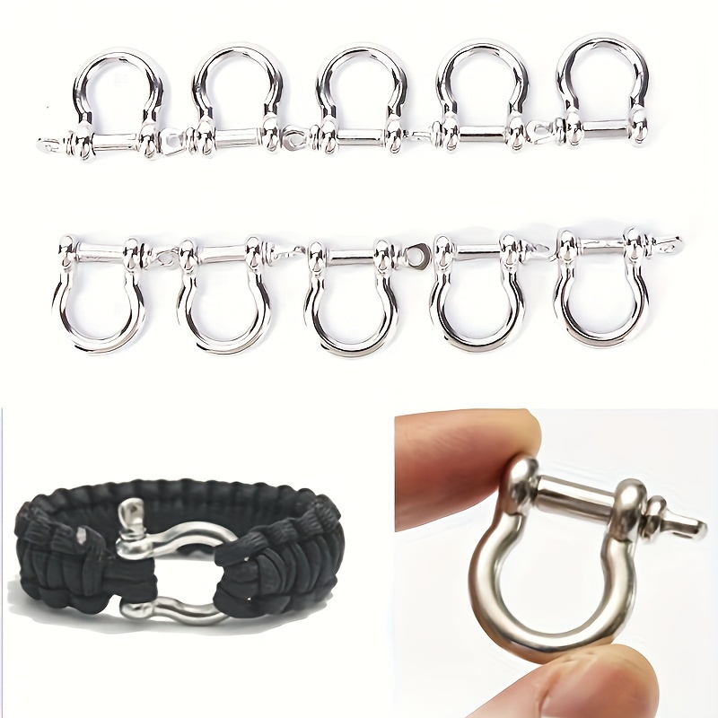 

Stainless Steel Shackle Buckles - 1/5/10 Pcs, O-shaped Locking Clasps For Paracord Bracelets, Diy Craft Hardware