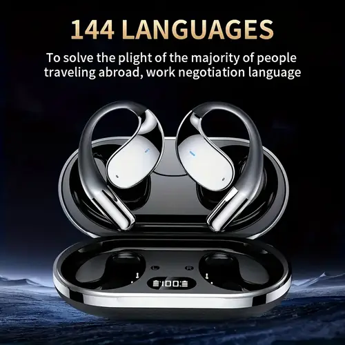 aqe ai translation earbuds bone conduction wireless earphones with real time 144 languages translation active noise cancellation touch control wireless for iphone usb c charging open ear design for gaming sports running sports earphones modern earphones plastic earphones wireless earbuds