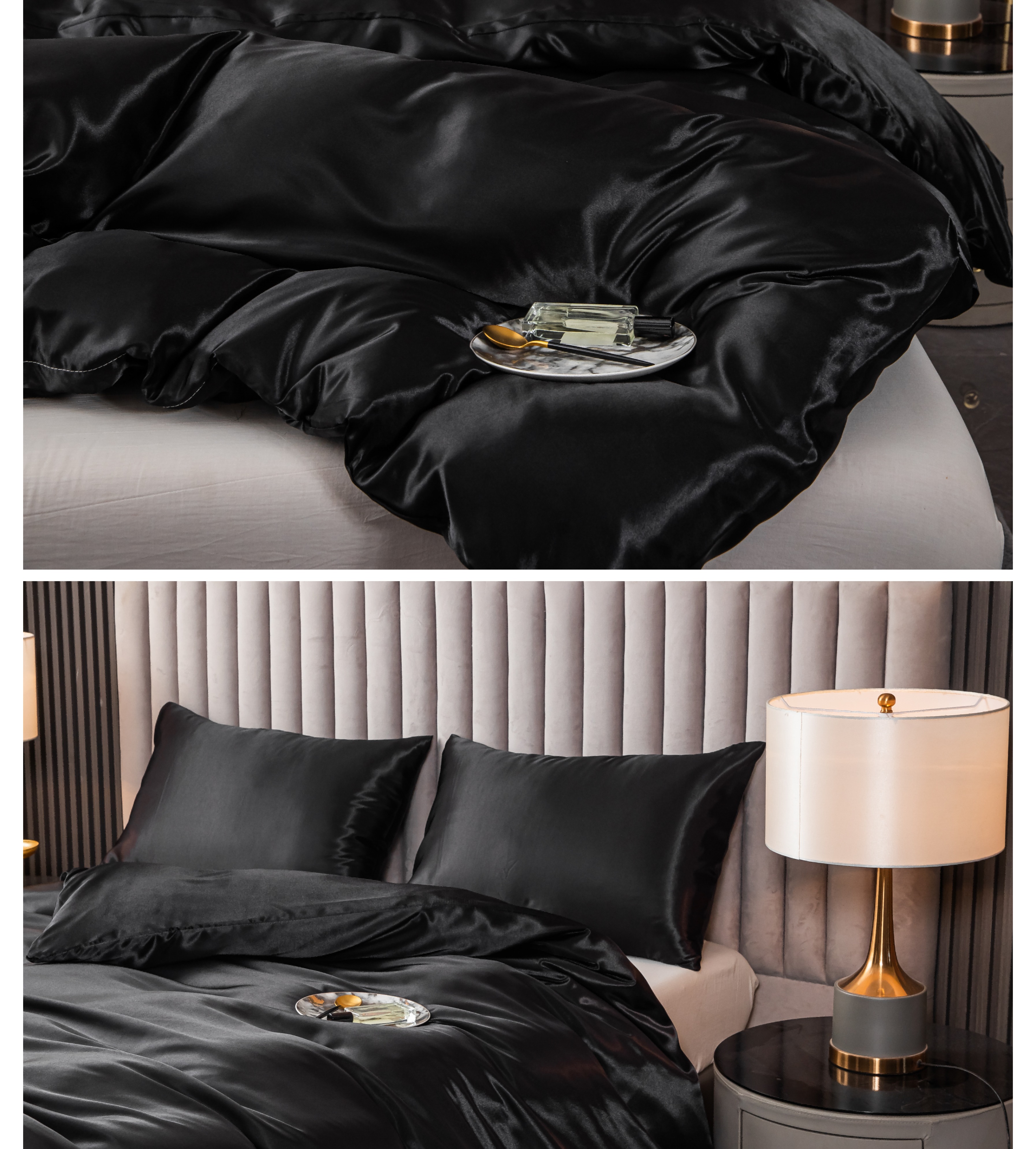 3pcs high end satin 90gms satin solid color duvet cover pillowcase three piece   duvet   pair of pillowcases details 3