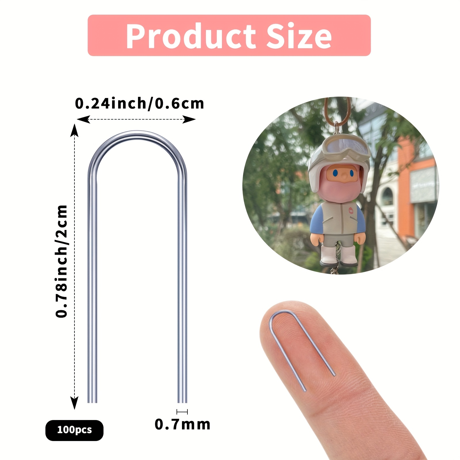 Image of / 100pcs U-shaped Stainless Steel Hanging Rings With 1 Plastic Storage Box, For Ceramic Ornaments, Glass Projects, Porcelain Decorations And Jewelry Making