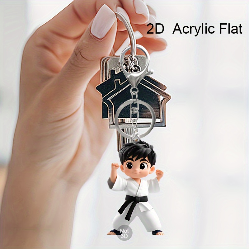 

Taekwondo Boy Acrylic Keychain - Sleek, 2d Design - Perfect Gift For Men & Boys