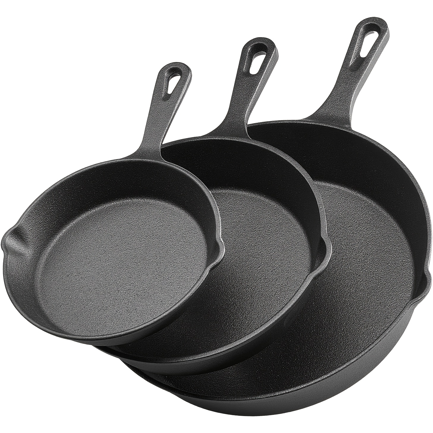 TEMU Cast Iron 3pcs Set, Cast Iron , Frying Pan, Wok, Cast Iron Set (black)
