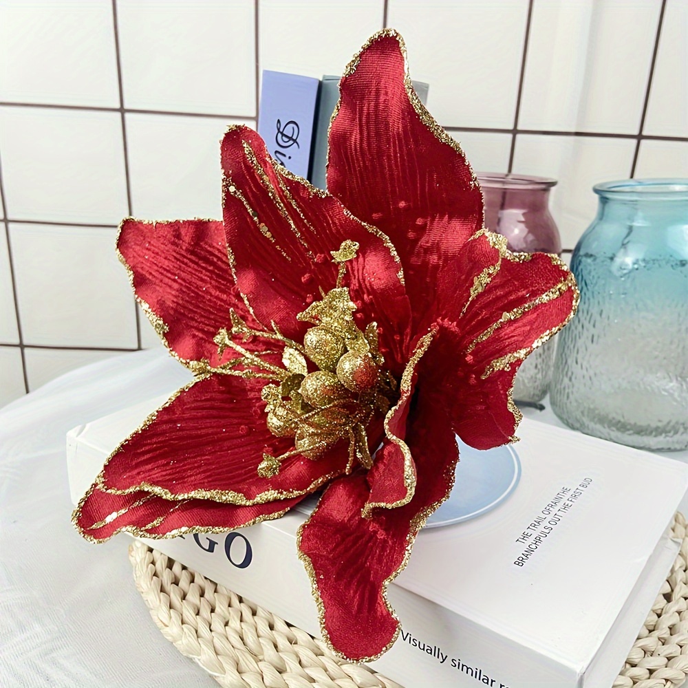 

Luxurious Velvet Christmas Lily - Home Decor: 33cm/12.99 Inch, No Container Included