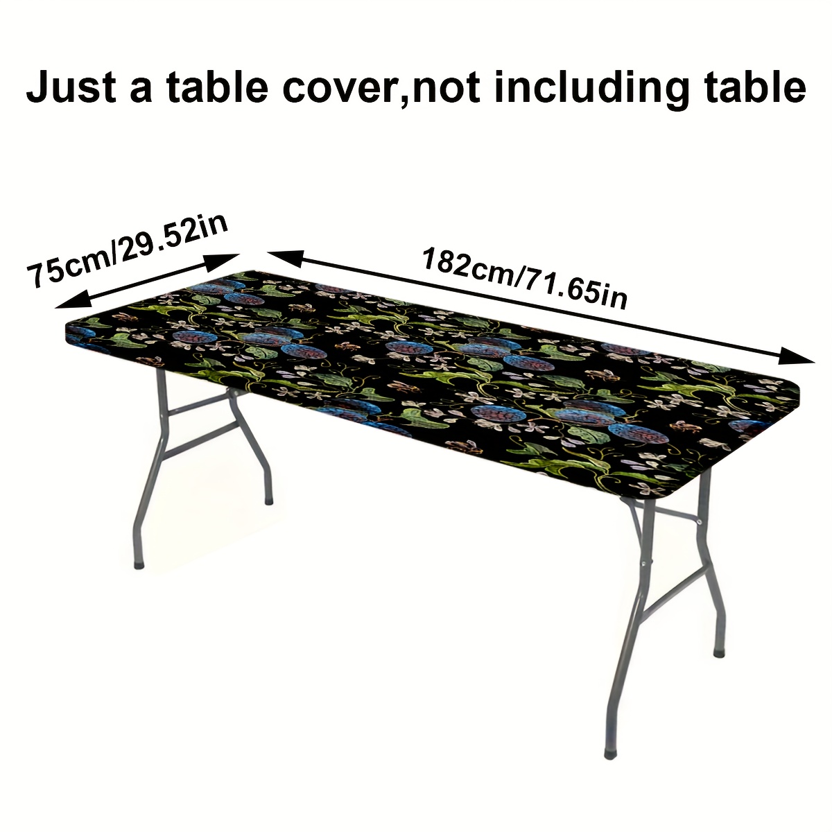 TEMU 1pc Green Fruit Pattern Printed Elastic Tablecloth, Washable Outdoor Table Cover With Elastic Edges, Perfect For Home Outdoor Camping - Durable