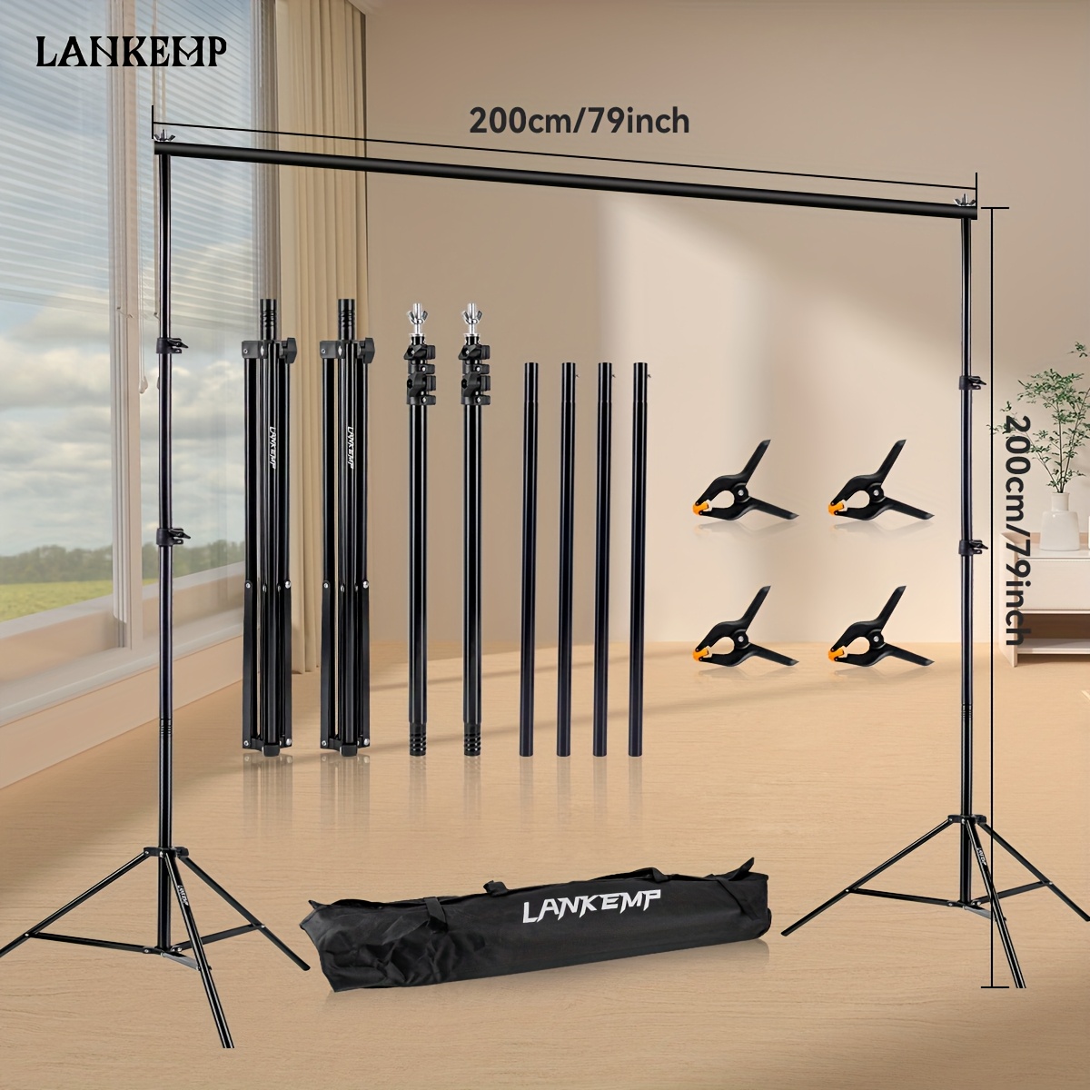 E-shop 7 x 7 Ft LANKEMP Foto Hintergrund Ständer Kit, Verstellbarer Rahmen für Fotografie, Stützhalter für Fotoshooting Banner Hintergrund für Party