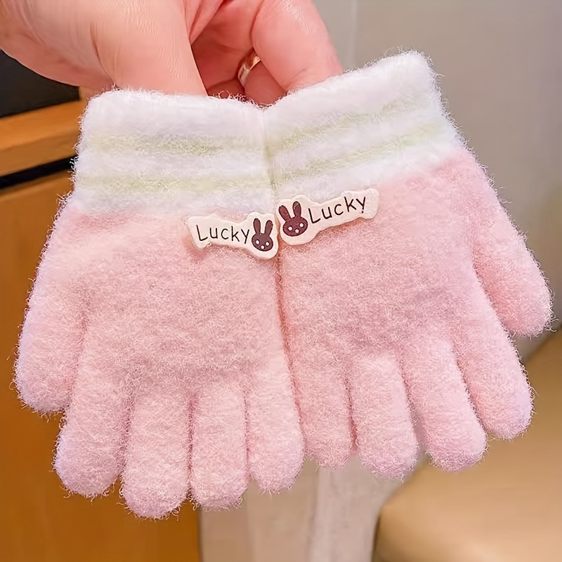 Image of Warm Knitted Winter Gloves - Soft Pastel Colors ( &) | Cute Hand Patterns | Durable Weather Gloves For & | Hand Washable Outdoor Play Clothes Accessories | Comfortable Gloves For Skiing