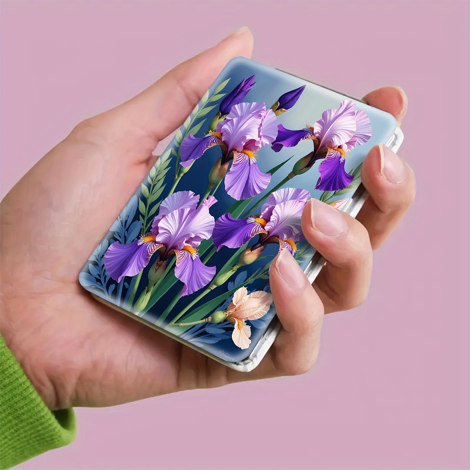 TEMU 1 de Maquillage Portable - , Pliable, à Main, Élégant parmi des Iris Violets, un , Sœurs et Amies pour les Fêtes, Anniversaires et Occasions